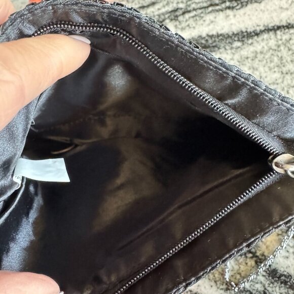 Vintage Black mesh beaded bag with shoulder strap - Picture 6 of 7